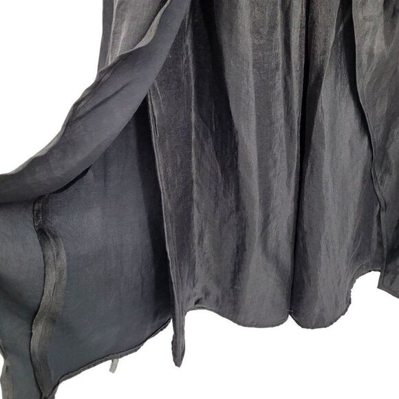 Handmade Skirted Wide Leg Pants 10 Black Metallic Sheen High-rise Caped Gothic - Picture 7 of 10